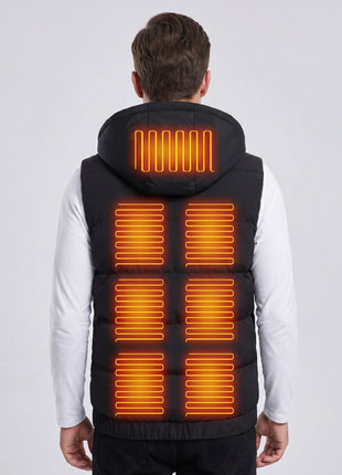#Black Men's winter heated vest with hood