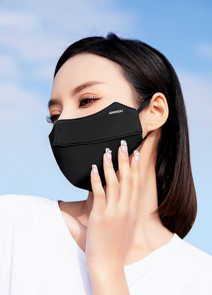 Black Summer Anti-uv Ice Silk Face Mask