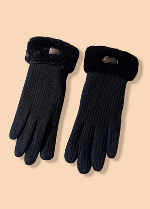 Black Waffle Warm Gloves