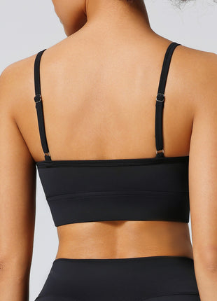 Black Women Adjustable Straps Sports Bra