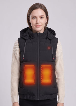 #Black Women Cold Weather Hooded Heated Puffer Vest