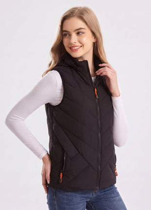 #Black Women's Heated Hooded Vest side view