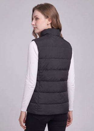 #Black side view of Women's Heated Puffer Vest 
