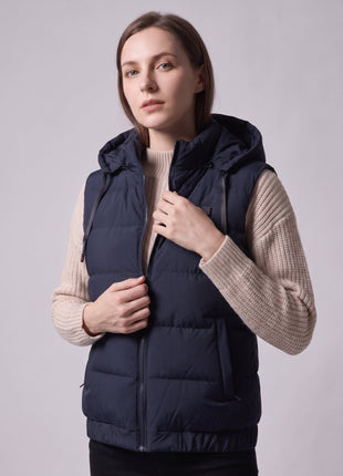 #Blue Women Zip up Hooded Heated Warm Vest