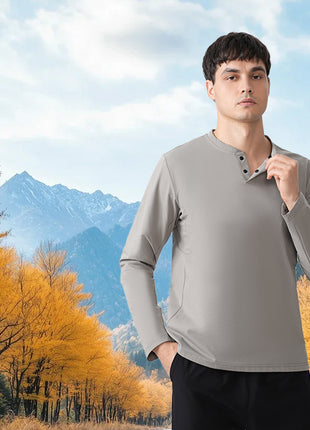 Button Design Men's Stand Collar Sweatshirt
