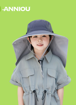 Children's Dark Grey Uv Protection Shawl Sun Visor