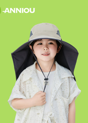 Children's Khaki Uv Protection Shawl Sun Visor