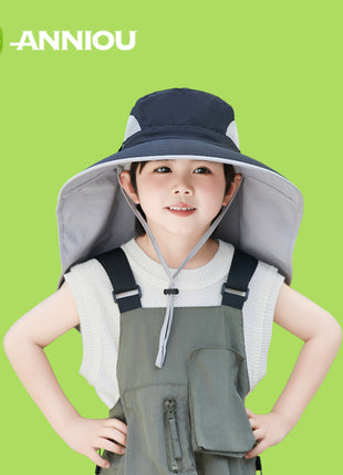 Children's Navy Uv Protection Shawl Sun Visor