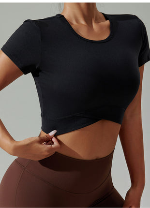 Crew Neck Short Sleeve Workout Yoga Gym Tops