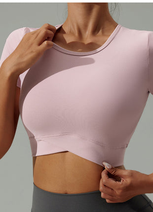 Cross Hem Fitness T-shirt Yoga Training