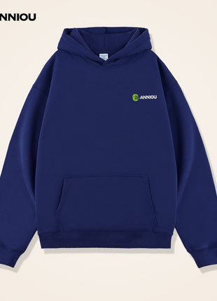 Dark Blue Men's 380g Heavyweight Pullover Hoodies