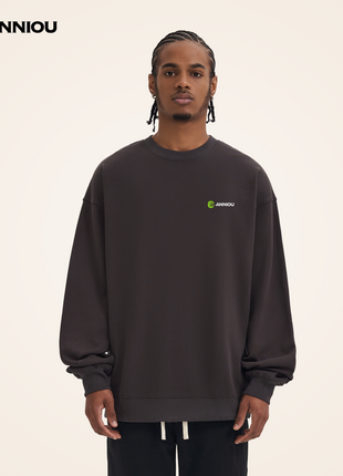Dark Grey Men's 380g Crewneck Pullover Sweater