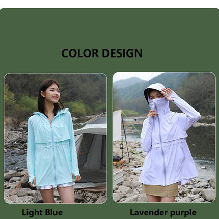 Sidiou Group Anniou Women's New Summer Outdoor Medium Length Sun Protection Hoodie for Fishing Ice Silk Coat Women Breathable UV Long Sleeve Shirts