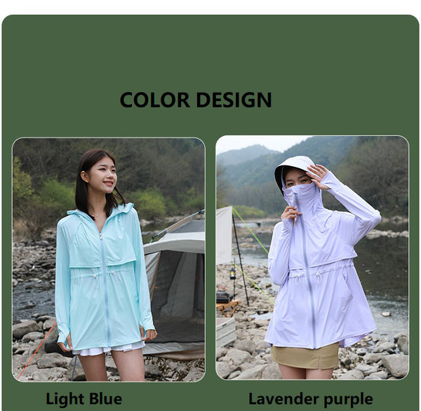 Sidiou Group Anniou Women's New Summer Outdoor Medium Length Sun Protection Hoodie for Fishing Ice Silk Coat Women Breathable UV Long Sleeve Shirts