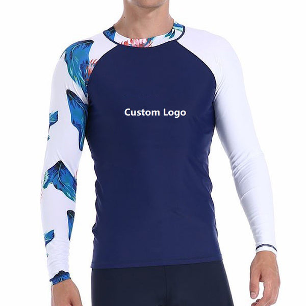 Wholesale Custom Printed UV T-shirt UPF50+Fabric Protection Rashguard Long Sleeve Rash Guard For Men