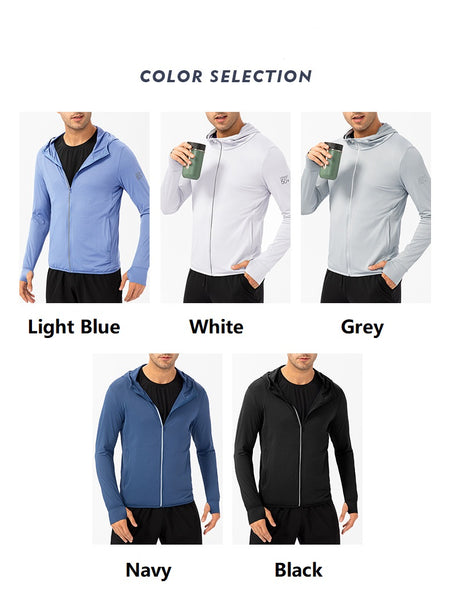 Wholesale Summer Outdoor Uv Reactive Shirt UPF50+ Fabric Sunscreen Clothing Jacket Long Sleeve Uv Shirt Men with Hood