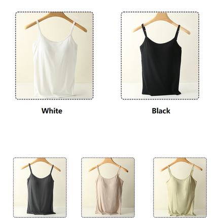 Sidiou Group Anniou Hot Sale Women Tank Top Sexy Women's Camisole With Chest Pad Built in Bra Slim Sleeveless Vest Girls Solid Color Underwear