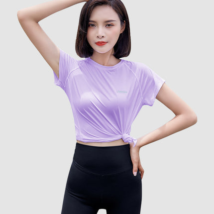 Summer Autumn FashionableQuick-drying Top Women's Short Sleeves Thin Ice Silk Breathable UPF50+ Sunscreen T-shirt Fitness Running T shirt