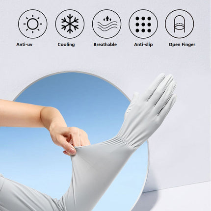 Sidiou Group Anniou Summer Ice Silk Long Sunscreen Sleeve Gloves Women Elastic Quick-drying Arm Cover UV Sun Protection Arm Sleeves for Outdoor Golf