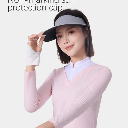 Sidiou Group ANNIOU Golf Sun Protection Cap Seamless Foldable Outdoor Visor Caps Ice Silk Breathable Empty Top Sun Hat