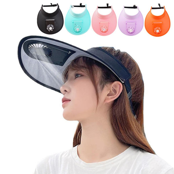 Sidiou Group Anniou Dropship Breathable UV Protection Women Summer Sun Hats For Outdoor Cycling Adjustable Rechargeable Empty Top Hat Sun Visor Hats with Fan