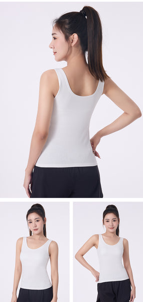 Sidiou Group Anniou Summer New Tank Tops Women Wide Shoulder Straps Vest Beauty Back Camisole Bra with Chest Pads Ladies