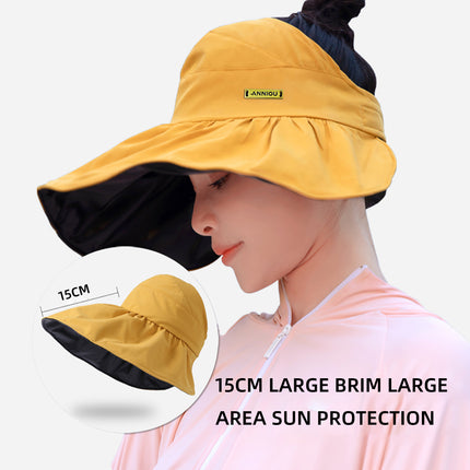 Sidiou Group UPF50+ Vinyl Sun Protection Empty Top Hat Women's New Summer Anti-UV Sun Hat Outdoor Big Brim Face Sun Hat