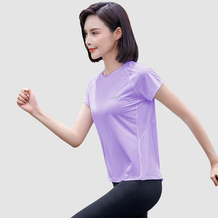 Summer Autumn FashionableQuick-drying Top Women's Short Sleeves Thin Ice Silk Breathable UPF50+ Sunscreen T-shirt Fitness Running T shirt