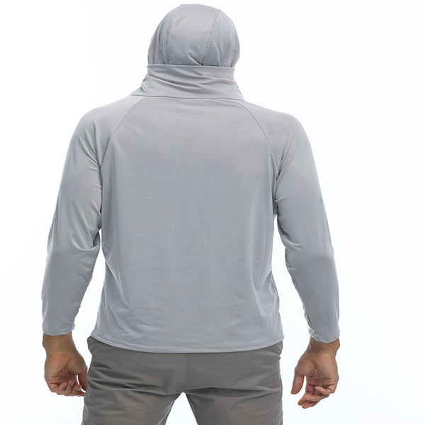 Wholesale Custom Logo UPF 50 Rush Guard with Mask UV Neck Blank Long Sleeve Uv Shirt Men with Hood