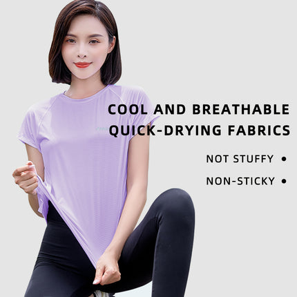 Summer Autumn FashionableQuick-drying Top Women's Short Sleeves Thin Ice Silk Breathable UPF50+ Sunscreen T-shirt Fitness Running T shirt