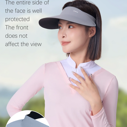 Sidiou Group ANNIOU Golf Sun Protection Cap Seamless Foldable Outdoor Visor Caps Ice Silk Breathable Empty Top Sun Hat