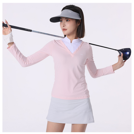 Custom Logo Women's Fashion UPF50+ Sun Protection Golf Wear Long Sleeve T-shirt Ice Silk Quick-drying Slim Fit Golf Shirts