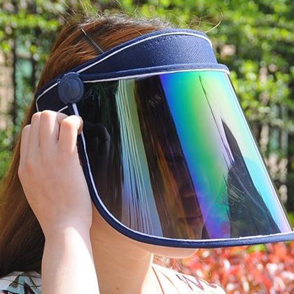 Sidiou Group Anniou Summer Unisex Wide Brim Iridescent Empty Top Sun Visor Hat Protective Mirrored Outdoor Sport Travel Anti-UV Sun Hats For Women
