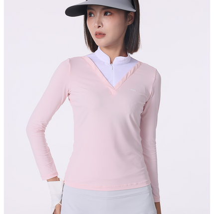 Custom Logo Women's Fashion UPF50+ Sun Protection Golf Wear Long Sleeve T-shirt Ice Silk Quick-drying Slim Fit Golf Shirts