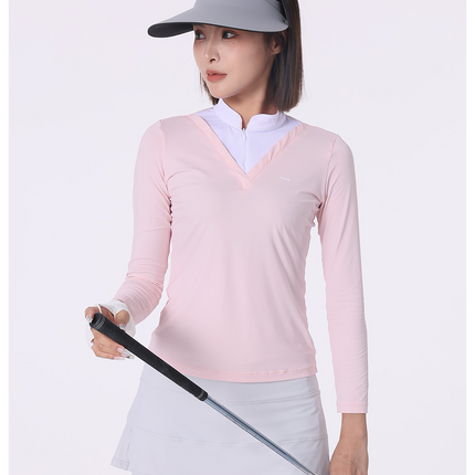 Custom Logo Women's Fashion UPF50+ Sun Protection Golf Wear Long Sleeve T-shirt Ice Silk Quick-drying Slim Fit Golf Shirts