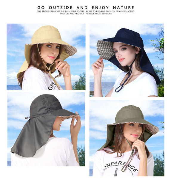 Sidiou Group High Quality Sun Hat Outdoor UV Protection Large Wide Brim Bucket Hat Mesh Sunscreen Hat  Hiking Fishing Hats