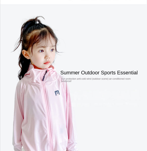 Sidiou Group Anniou  Multicolor Kids UPF50+ Ice Silk Thin Children Outdoor Sunscreen Clothing Boys Breathable UV Hoodie Girls Summer Cycling Jacket