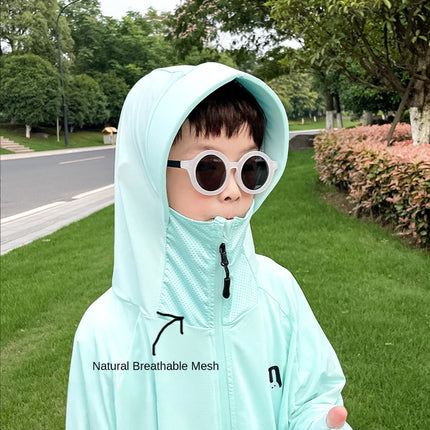 Sidiou Group Anniou  Multicolor Kids UPF50+ Ice Silk Thin Children Outdoor Sunscreen Clothing Boys Breathable UV Hoodie Girls Summer Cycling Jacket