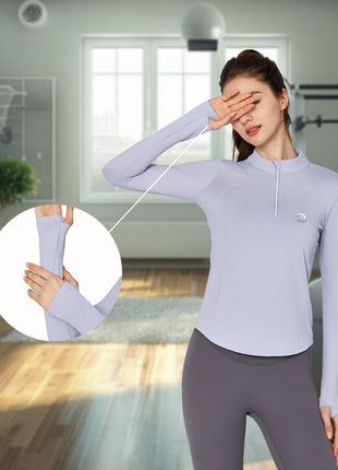 Female Slimming Running Fitness Top with thumb hole design