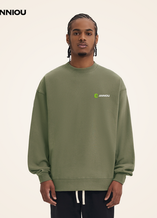 Green Men's 380g Crewneck Pullover Sweater