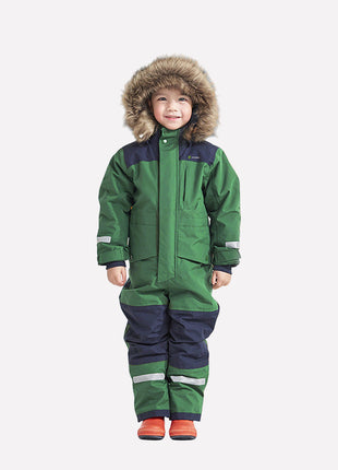 Green Winter Children Windproof Ski Jumpsuit