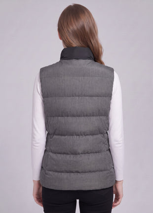 #Grey Rear of Women's Heated Puffer Vest 
