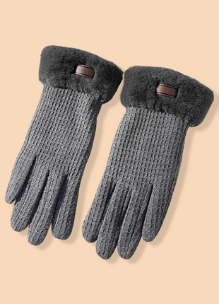 Grey Waffle Warm Gloves