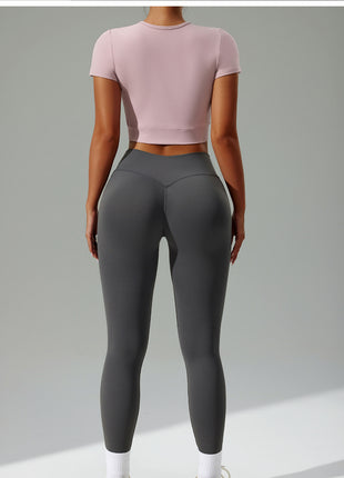 High Elastic Cropped Sports T-shirt Yoga Fitness