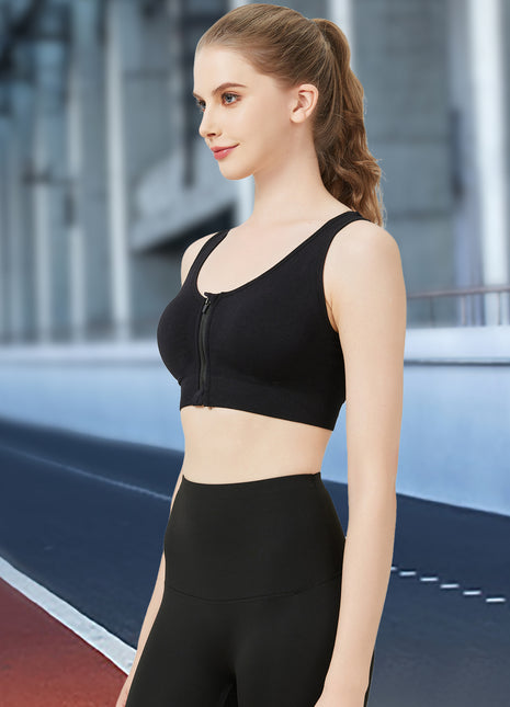 High Support Shockproof Front Zipper Sports Bra