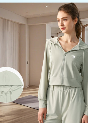 Hooded Cropped Zip up Jackets for Women