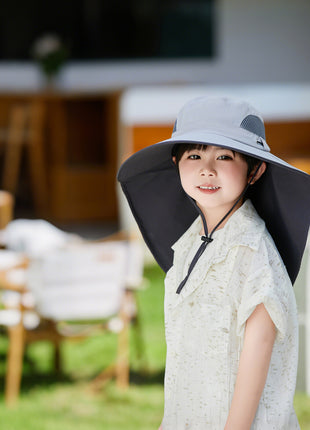 Kids UV Block Hat with Color Blocking Big Shawl 