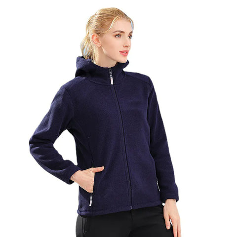 Custom Logo Woman Fleece Windproof Warm Cardigan Sweatshirt Outdoor Running Sports Double-sided Fleece Hooded Jaket Coat