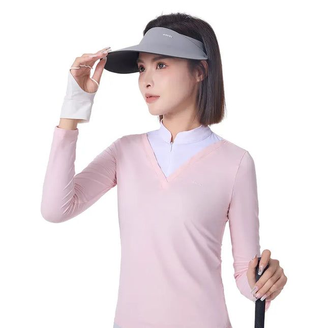 Sidiou Group ANNIOU Golf Sun Protection Cap Seamless Foldable Outdoor Visor Caps Ice Silk Breathable Empty Top Sun Hat