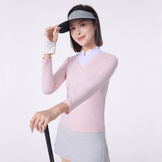 Custom Logo Women's Fashion UPF50+ Sun Protection Golf Wear Long Sleeve T-shirt Ice Silk Quick-drying Slim Fit Golf Shirts